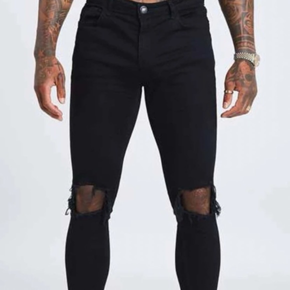 ROMWE Jeans Mens Black Ripped Jeans Poshmark